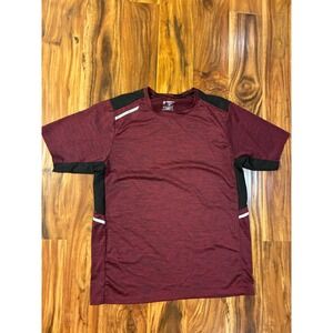 Liberty Pro Mens M Maroon Heathered Athletic Running Shirt Reflective‎ Accents